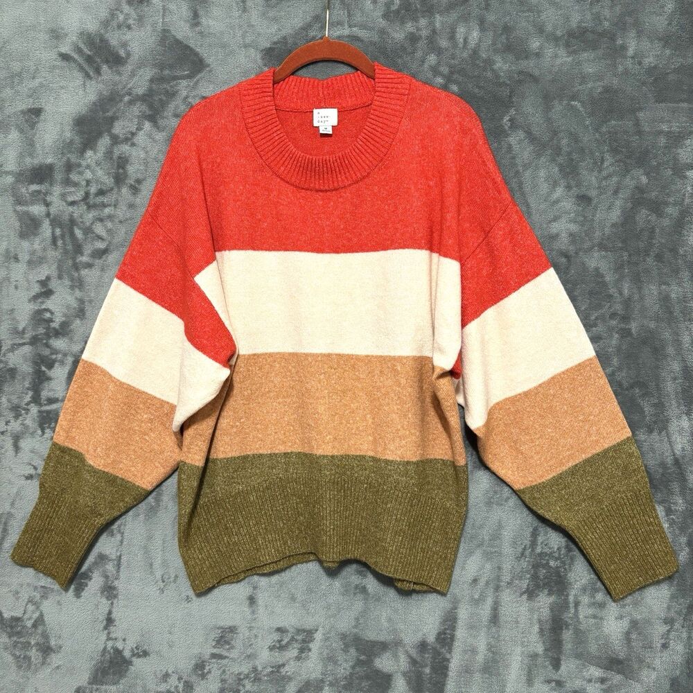 A New Day Vibrant Color Block Sweater Women's Sz M Oversized